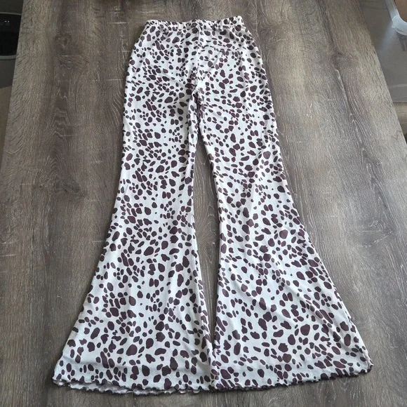 Glassons Animal Print Flare Layered Mesh High Waist Stretchy Pants XS Cow Print - Picture 12 of 12